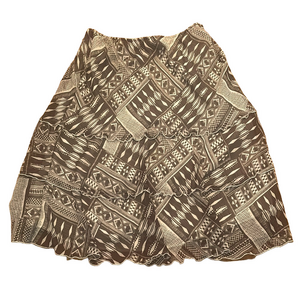 Alfred Dunner Pull on Skirt Elastic Waist A Line Lined Brown White 14